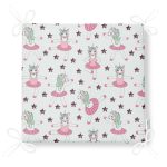 Dans Eden Unicorn Çizimli Özel Tasarım Dijital Baskılı Modern Fermuarlı Sandalye Minderi Realhomes