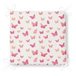 - Print - Realhomes Kızıl Kelebek Motifli Dijital Baskılı Özel Tasarım Modern Fermuarlı Sandalye Minderi Realhomes