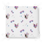 - бульдог паттерн 2 с очками - Realhomes Sevimli Köpek Motifli Dijital Baskılı Özel Tasarım Modern Fermuarlı Sandalye Minderi Realhomes