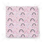 Pembe Zeminde Gökkuşağı Desenli Dijital Baskılı Özel Tasarım Modern Fermuarlı Sandalye Minderi Realhomes