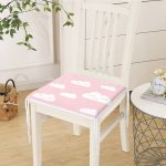 Pembe Zeminli Bulut Desenli Dijital Baskılı Fermuarlı Sandalye Minderi Realhomes