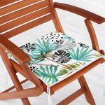 - Frm-2477-Gorsel-1 - Realhomes Siyah Puanlı Mavi Palmiye Modern Dijital Baskılı Fermuarlı Sandalye Minderi Realhomes