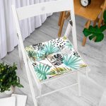 - Frm-2477-Gorsel-2 - Realhomes Siyah Puanlı Mavi Palmiye Modern Dijital Baskılı Fermuarlı Sandalye Minderi Realhomes