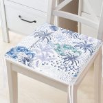 - Frm-2523-Gorsel - Realhomes Turkuaz Palmiye Çizimli Dijital Baskılı Fermuarlı Sandalye Minderi Realhomes