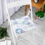 - Frm-2523-Gorsel-2 - Realhomes Turkuaz Palmiye Çizimli Dijital Baskılı Fermuarlı Sandalye Minderi Realhomes