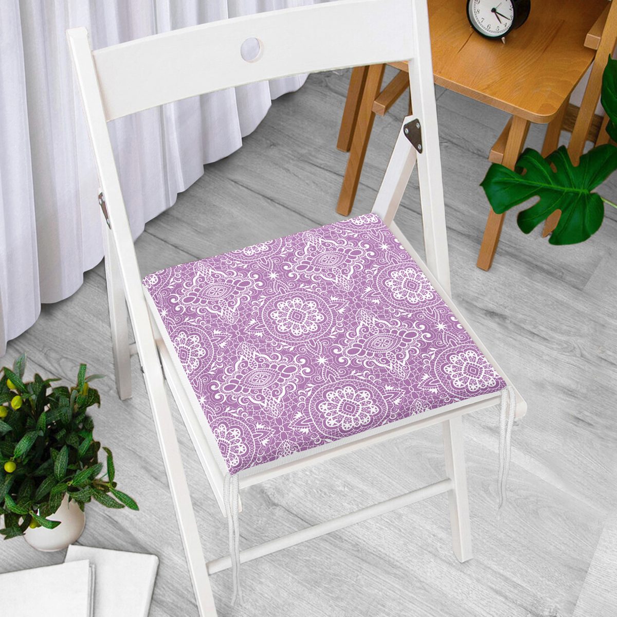 Damask Figürlü Dijital Baskılı Fermuarlı Sandalye Minderi Realhomes