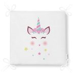 - Frm-4306-Gorsel-4 - Realhomes Beyaz Zeminde Unicorn Motifli Modern Fermuarlı Sandalye Minderi Realhomes