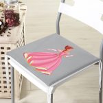 - Frm-4321g-Gorsel-3 - Realhomes Gri Zeminde Pamuk Prenses Çizgi Film Desenli 3D Modern Fermuarlı Sandalye Minderi Realhomes