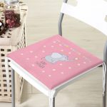 Pembe Zeminde Fil Desenli Özel Tasarımlı Dijital Baskılı Çocuk Odası Fermuarlı Sandalye Minderi Realhomes