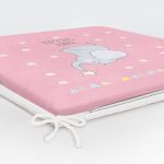 Pembe Zeminde Fil Desenli Özel Tasarımlı Dijital Baskılı Çocuk Odası Fermuarlı Sandalye Minderi Realhomes