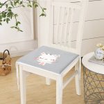 Gri Zeminde Sevimli Kedicik Desenli Modern Fermuarlı Sandalye Minderi Realhomes