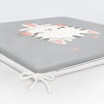 Gri Zeminde Sevimli Kedicik Desenli Modern Fermuarlı Sandalye Minderi Realhomes