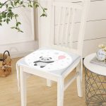 Balon Tutan Panda Desenli Özel Tasarımlı Dijital Baskılı Modern Fermuarlı Sandalye Minderi Realhomes