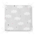 Gri Zeminde Bulut Desenli Özel Tasarımlı Dijital Baskılı Çocuk Odası Fermuarlı Sandalye Minderi Realhomes