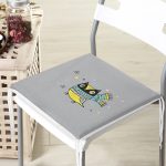 Gri Zeminde Atkılı Baykuş Desenli Modern Fermuarlı Sandalye Minderi Realhomes