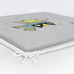 Gri Zeminde Atkılı Baykuş Desenli Modern Fermuarlı Sandalye Minderi Realhomes