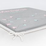 Gri Zemin Happy Holidays Yazılı Özel Tasarımlı Dijital Baskılı Çocuk Odası Fermuarlı Sandalye Minderi Realhomes