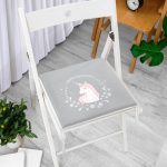 - Frm-4554g-Gorsel-1 - Realhomes Gri Zeminde Unicorn At Tasarımlı Modern Fermuarlı Sandalye Minderi Realhomes