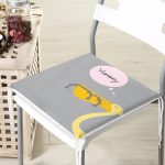 Gri Zeminde Leylek Motifli Özel Tasarım Çocuk Odası Fermuarlı Sandalye Minderi Realhomes