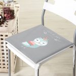 - Frm-4614-Gorsel - Realhomes Gri Zemin Sevimli Baykuş Desenli Özel Tasarımlı Dijital Baskılı Çocuk Odası Fermuarlı Sandalye Minderi Realhomes