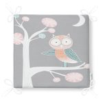 Gri Zemin Ağaç Dalında Baykuş Motifli Dijital Baskılı Çocuk Odası Fermuarlı Sandalye Minderi Realhomes