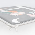 Gri Zemin Ağaç Dalında Baykuş Motifli Dijital Baskılı Çocuk Odası Fermuarlı Sandalye Minderi Realhomes