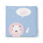 Mavi Zemin I'm A Boy Yazılı Aslan Desenli Dijital Baskılı Çocuk Odası Fermuarlı Sandalye Minderi Realhomes