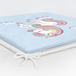 - Frm-4690-Gorsel-5 - Realhomes Mavi Zeminde Uyuyan Unicorn Desenli Dijital Baskılı Modern Fermuarlı Sandalye Minderi Realhomes