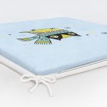 - Frm-4703-Gorsel-5 - Realhomes Mavi Zeminde Atılı Baykuş Desenli Dijital Baskılı Modern Fermuarlı Sandalye Minderi Realhomes