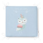 Mavi Zeminde Sevimli Baykuş Desenli Dijital Baskılı Çocuk Odası Fermuarlı Sandalye Minderi Realhomes