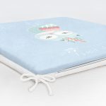 Mavi Zeminde Sevimli Baykuş Desenli Dijital Baskılı Çocuk Odası Fermuarlı Sandalye Minderi Realhomes