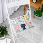 Cats Motifli Dijital Baskılı Modern Fermuarlı Sandalye Minderi Realhomes
