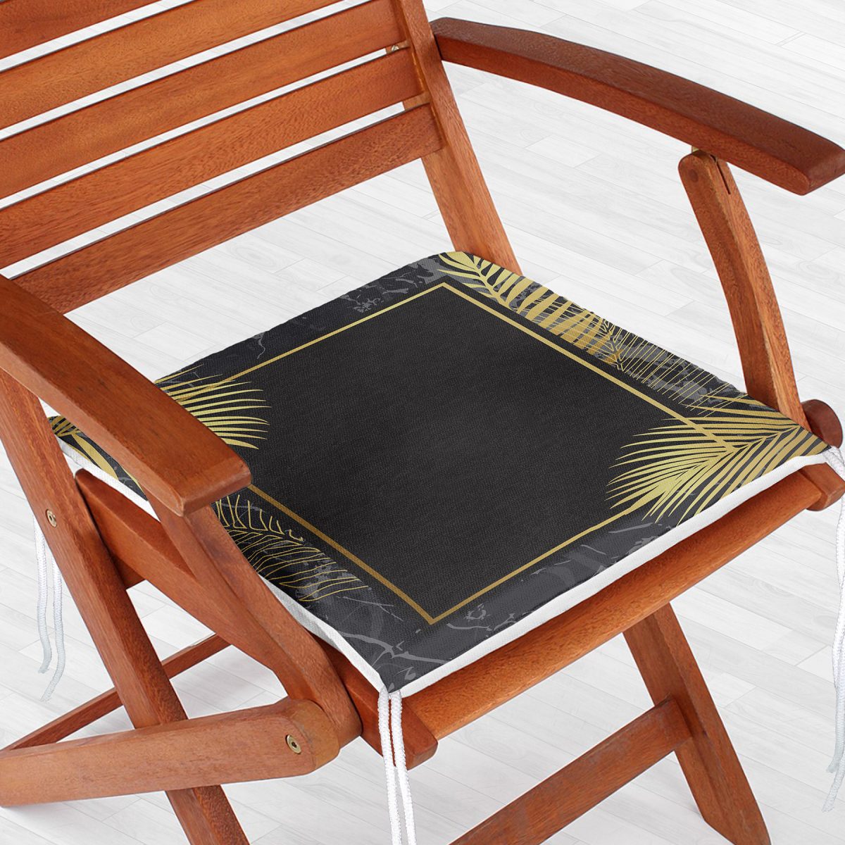 Siyah Zeminde Dairesel Geometrik Motifli Dijital Baskılı Fermuarlı Sandalye Minderi Realhomes