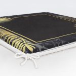 Siyah Zeminde Dairesel Geometrik Motifli Dijital Baskılı Fermuarlı Sandalye Minderi Realhomes