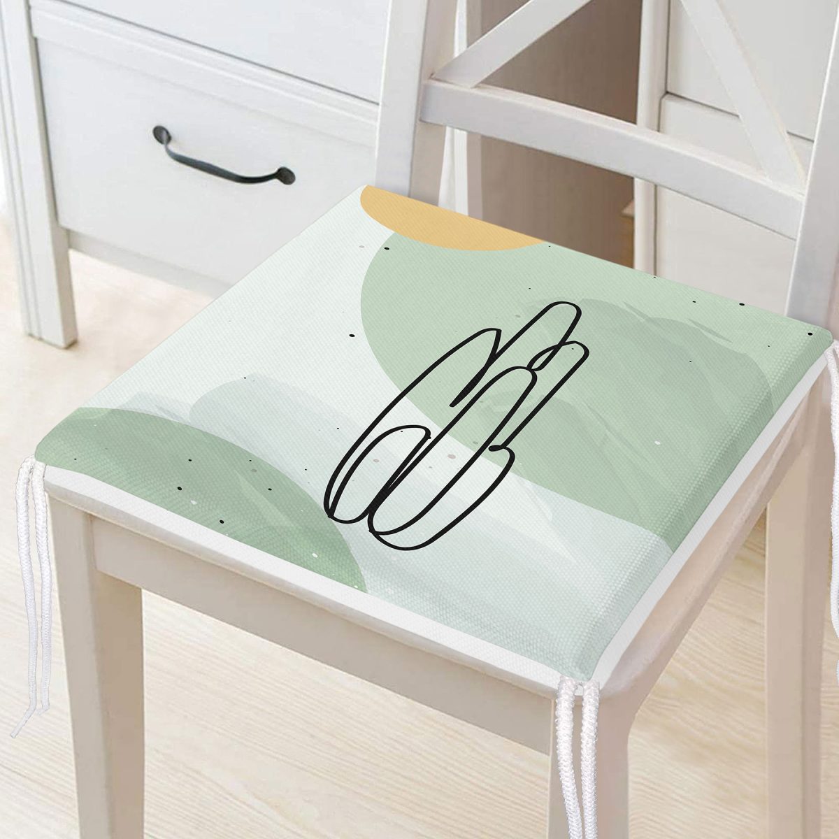 Soft Renkli Onedraw Çizimli Dijital Baskılı Modern Fermuarlı Sandalye Minderi Realhomes