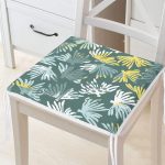 - Frm-7325-Gorsel - Realhomes Renkli Zemin Üzerinde Onedraw Çizimli Yaprak Motifli Dijital Baskılı Modern Fermuarlı Sandalye Minderi Realhomes