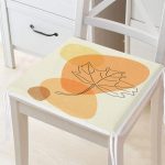 Renkli Zeminde Onedraw Çizimli Yaprak Desenli Dijital Baskılı Modern Fermuarlı Sandalye Minderi Realhomes