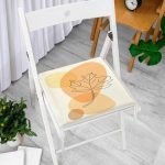 Renkli Zeminde Onedraw Çizimli Yaprak Desenli Dijital Baskılı Modern Fermuarlı Sandalye Minderi Realhomes