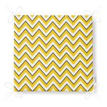 Beyaz Zemin Üzerinde Sarı Renkli Geometrik Desenli Dijital Baskılı Modern Fermuarlı Sandalye Minderi Realhomes