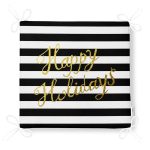 - Frm-7696-Gorsel-4 - Realhomes Beyaz Zeminde Siyah Çizgili Gold Yazılı Happy Holidays Yazılı Dijital Baskılı Modern Fermuarlı Sandalye Minderi Realhomes