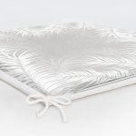 Gri Zemin Üzerinde Beyaz Yaprak Desenli Dijital Baskılı Modern Fermuarlı Sandalye Minderi Realhomes