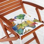 Beyaz Zemin Üzerinde Sonbahar Yaprak Desenli Dijital Baskılı Modern Fermuarlı Sandalye Minderi Realhomes