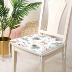 Beyaz Zemin Üzerinde Renkli Çam Yaprağı Desenli Dijital Baskılı Modern Fermuarlı Sandalye Minderi Realhomes