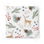 Beyaz Zemin Üzerinde Renkli Çam Yaprağı Desenli Dijital Baskılı Modern Fermuarlı Sandalye Minderi Realhomes