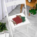 - Frm-8662-Gorsel-2 - Realhomes Beyaz Zemin Üzerinde Ekoseli Kumaş Desenli Dijital Baskılı Modern Fermuarlı Sandalye Minderi Realhomes