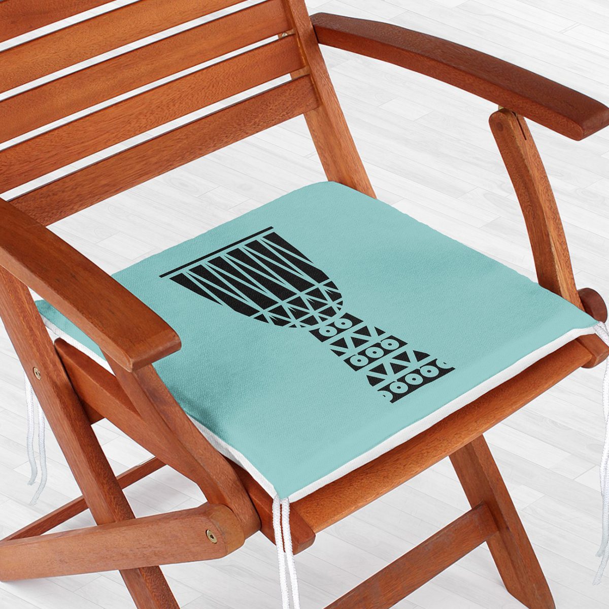 Renkli Zemin Üzerinde Onedraw Çizimli Kupa Desenli Dijital Baskılı Modern Fermuarlı Sandalye Minderi Realhomes