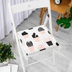 Beyaz Zemin Üzerinde Siyah Puantiyeli Kaktüs Desenli Dijital Baskılı Modern Fermuarlı Sandalye Minderi Realhomes