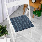 Lacivert Mavi Ebru Sanatı Dijital Baskılı Modern Fermuarlı Sandalye Minderi Realhomes