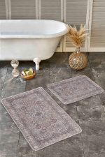 - Realhomes - Realhomes  2'li Set Otantik Zeminde Pers Motifli Dokuma Desenli Avangarde Etnik Motifler  2'li Banyo & Mutfak Paspas Takımı Realhomes