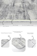 2'li Set Gri Zeminde Antik Motifli Dokuma Desenli Eskitme Motifli Sade & Şık  2'li Banyo & Mutfak Paspas Takımı Realhomes